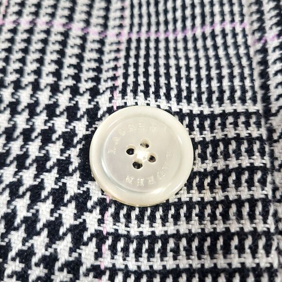 Ralph Lauren Linen Houndstooth Glen Plaid Blazer 4 Cropped Pink Line Barbie core - Picture 4 of 14